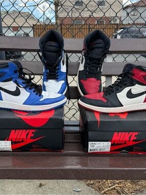 Men’s Lot Of 10.5 Nike Air Jordan 1 Retro High OG sneakers Bred Toe & Game Royal